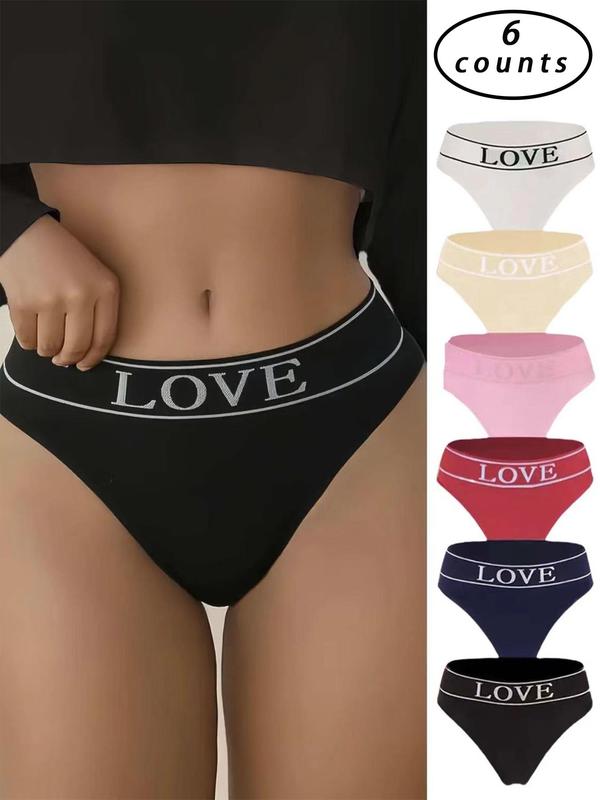 Women's Letter Print Decor Briefs, Soft Comfy Breathable Knicker for Daily Wear, Underwear for All Seasons